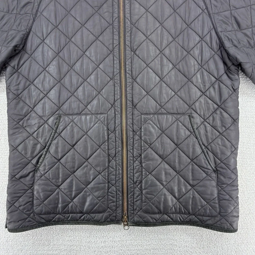 Polo Ralph Lauren Jacket Mens XL Black Quilted Full Zip Fleece Lined Distressed
